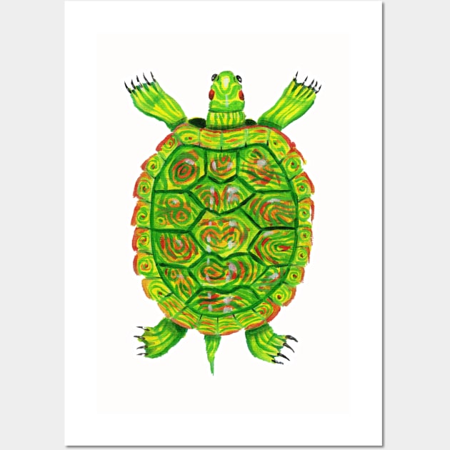 Psychedelic box turtle in acrylic Wall Art by narwhalwall